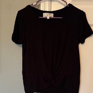 Hippie Rose Black Short Sleeve Twist Front Tee